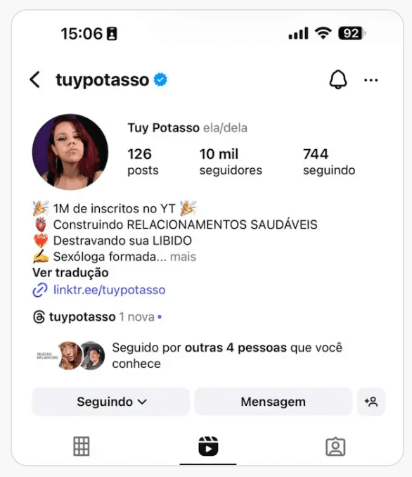 Perfil de Tuy Potasso no Instagram: De 0 pra 10 mil seguidores